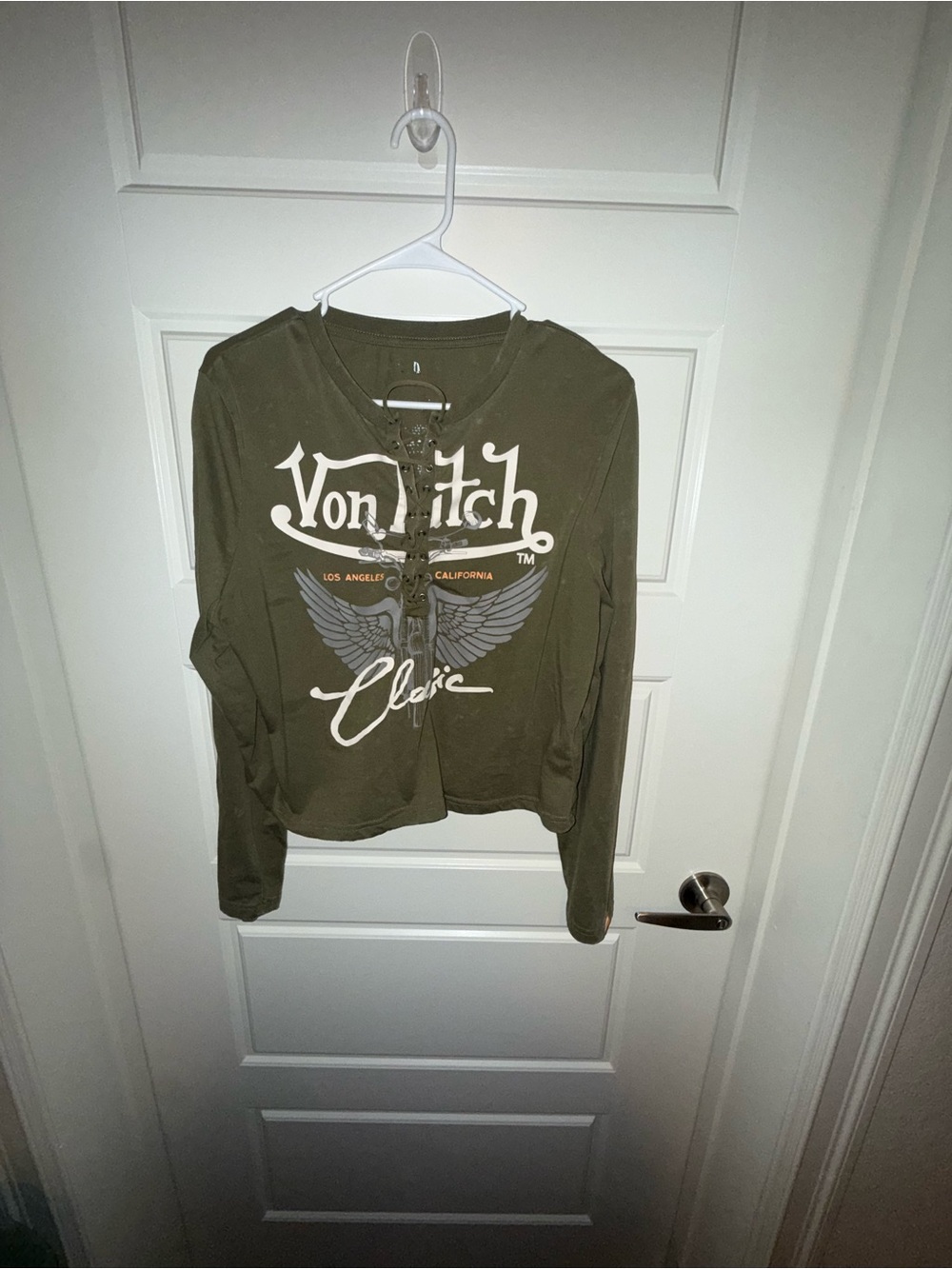 Von Dutch Olive Green Lace-Up Logo Pullover